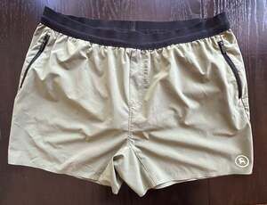 Backcountry Mens XXL 5" Trail Running Shorts Olive Green Zipper Pockets Stretch